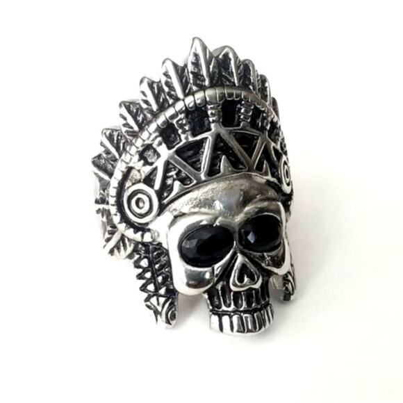 New stainless steel skull‎ biker ring size 14 - Picture 3 of 3